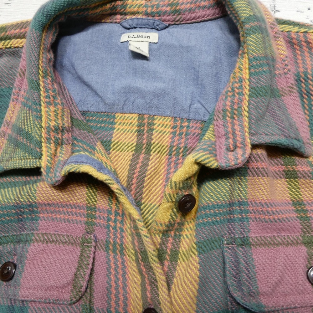 L.L. Bean Shirt Womens XL Multicolor Madras Plaid Flannel Cotton Twill - Picture 4 of 9